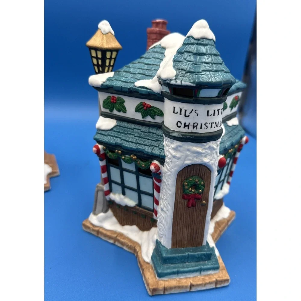 Vintage 1990's Mercuries Christmas Village -set Of 5 Stores w/ Light Cord